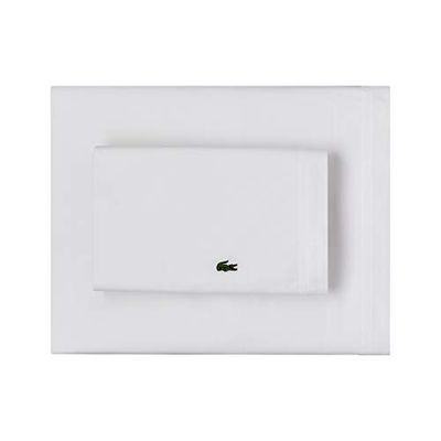 Lacoste 100% Cotton Percale Sheet Set, Solid, White, Full $53.99 (Reg $59.86)