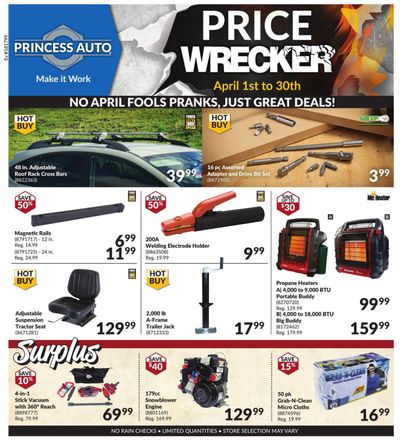 Princess Auto Price Wrecker Flyer April 1 to 30