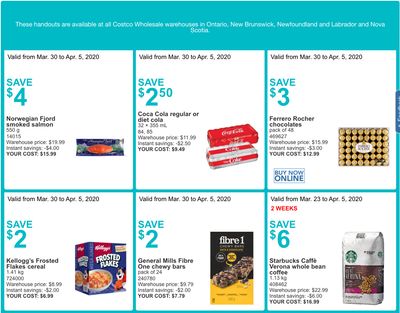 Costco Canada More Savings Weekly Coupons/Flyers for: Ontario, New Brunswick, Newfoundland & Labrador and Nova Scotia, March 30 – April 5