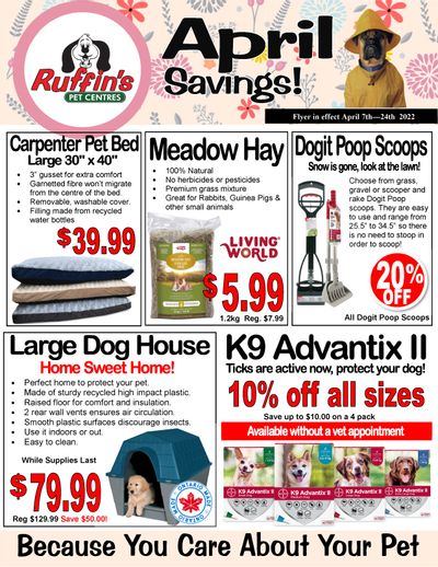 Rufiin's Pet Centre Flyer April 7 to 24