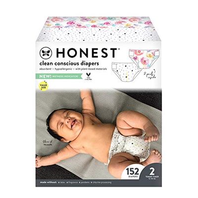 The Honest Company Super Club Box Diapers with Trueabsorb Technology, Painted Feathers & Strawberries, Size 2, 152 Count ( Packaging may vary ) $29.94 (Reg $66.59)