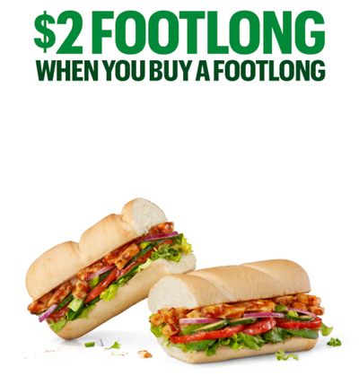 Subway Canada Promos: $2 Footlong When You Buy A Footlong + More