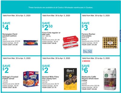 Costco Canada More Savings Weekly Coupons/Flyers for: Quebec, March 30 – April 5