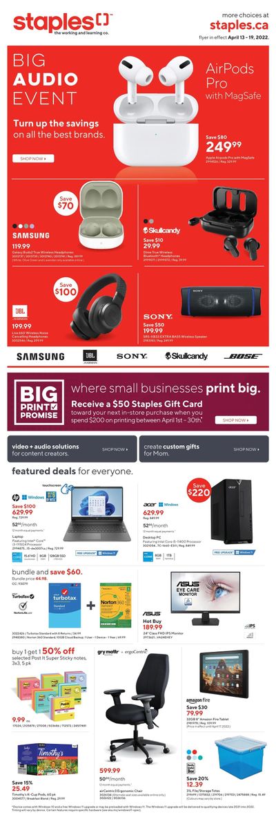 Staples Flyer April 13 to 19