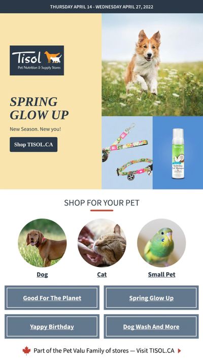 Tisol Pet Nutrition & Supply Stores Flyer April 14 to 20