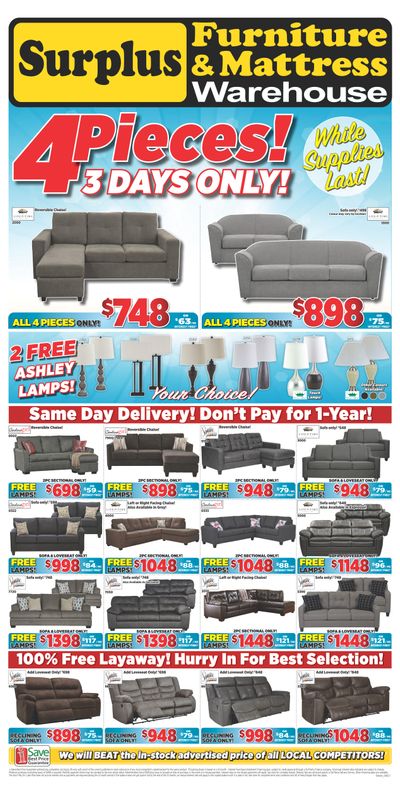 Surplus Furniture & Mattress Warehouse (St. Catharines) Flyer March 31 to April 6