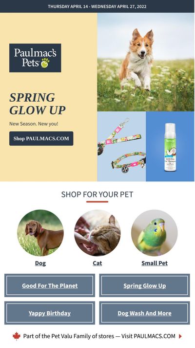 Paulmac's Pets Flyer April 14 to 27