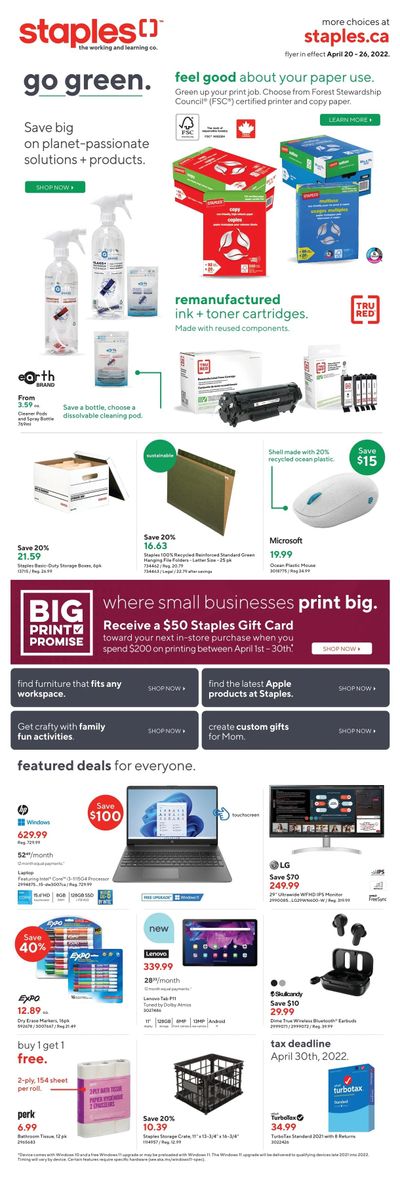 Staples Flyer April 20 to 26