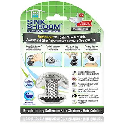 SinkShroom Ultra Revolutionary Bathroom Sink Drain Protector, Stainless Steel $15.1 (Reg $18.52)