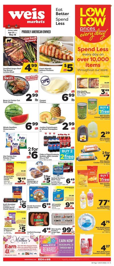 Weis (MD, NY, PA) Weekly Ad Flyer April 21 to April 28