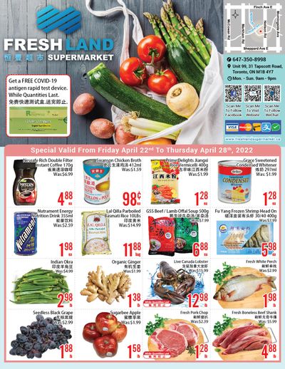 FreshLand Supermarket Flyer April 22 to 28