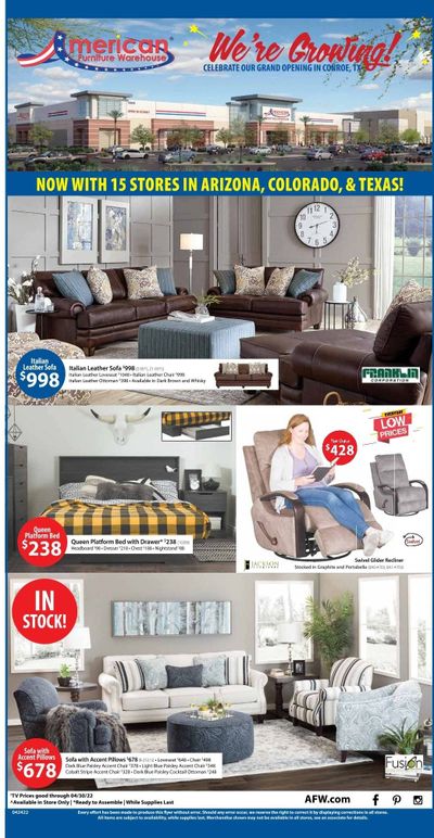 American Furniture Warehouse (AZ, CO, TX) Weekly Ad Flyer April 24 to May 1