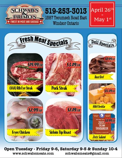 Schwab's & Primo's Flyer April 26 to May 1