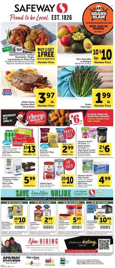 Safeway (AZ, CA, CO, HI, MD, NE, OR, VA, WA) Weekly Ad Flyer April 26 to May 3