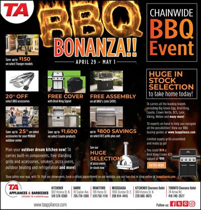 TA Appliances and Barbecues BBQ Bonanza Flyer April 29 to May 1