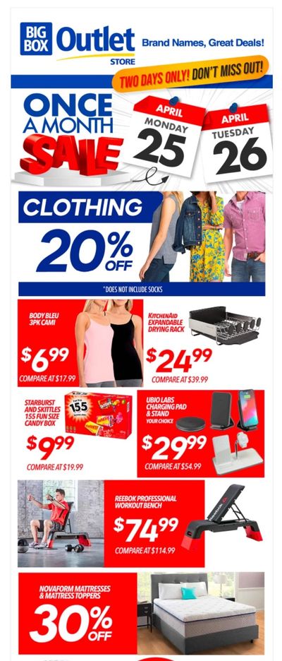 Big Box Outlet Store Flyer April 25 and 26