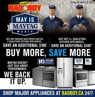 Lastman's Bad Boy May is Maytag Month Flyer April 28 to May 25