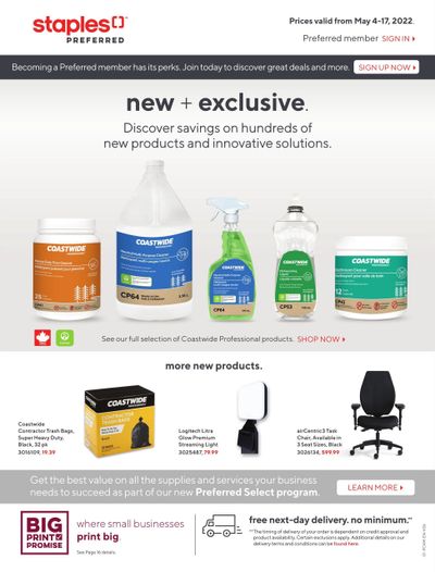Staples New Products Business Flyer May 4 to 17