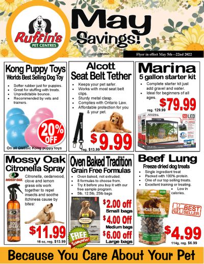 Rufiin's Pet Centre Flyer May 5 to 22