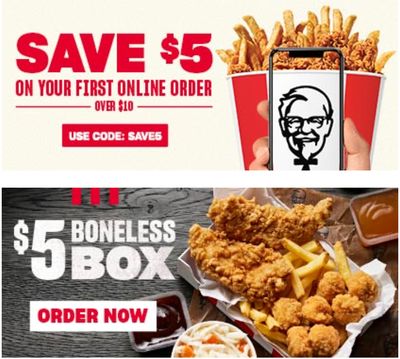 KFC Canada Coupon: Save $5 Off Online Order over $10, until June 26