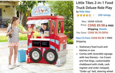 Amazon Canada Deals: Save 30% on Little Tikes 2-in-1 Food Truck Deluxe Role Play + 12% on Radio Flyer 3-in-1 EZ Fold Wagon + 30% ON Fitbit Ace 2 Activity Tracker for Kids