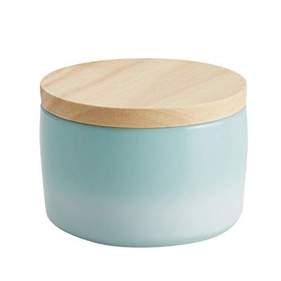 Rachael Ray Solid Glaze Ceramics Salt and Spice Box with Wood Lid for Seasoning, Cooking, Serving, 9 Ounce, Light Blue Ombre $27.3 (Reg $34.92)