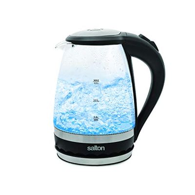 Salton Cordless Electric Compact Glass Kettle, Water Boiler and Tea Heater, Soft Blue Illumination, 1.5 Liter/Quart with Automatic Shut-Off and Boil-Dry Protection, 1100 Watts (GK1831) $29.99 (Reg $39.99)
