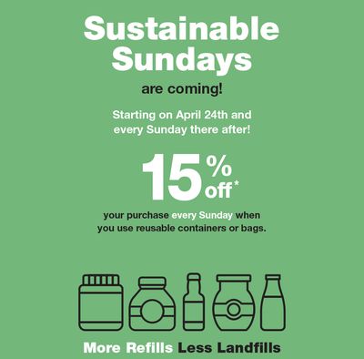 Bulk Barn Canada Sustainable Sundays Offer: Today, Save 15% off Your Purchase, When You Use Reusable Containers or Bags