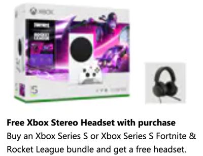 Microsoft Canada Offers: Get a FREE Xbox Stereo Headset with Xbox Series S or Xbox Series S Fortnite & Rocket League Bundle