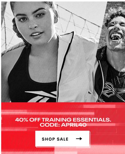 Reebok Canada Deals: 40% OFF Training Essentials Using Promo Code + Sale Items From Under $25 To $100