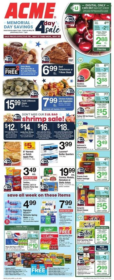 ACME (DE, NJ, NY, PA) Weekly Ad Flyer May 26 to June 2 ACME (DE, NJ, NY, PA) Weekly Ad Flyer May 26 to June 2