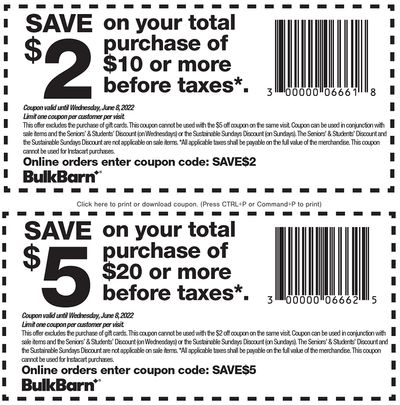 Bulk Barn Canada Coupons: Save $2 to $5 Off until June 8