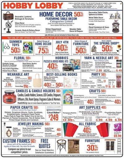 Hobby Lobby Weekly Ad Flyer May 29 to June 5