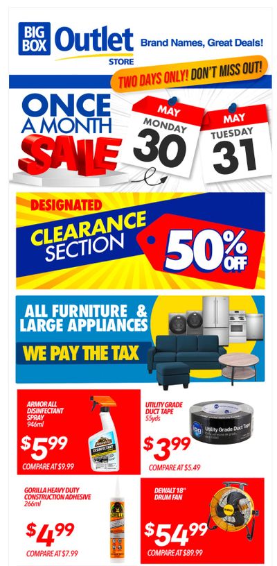 Big Box Outlet Store Flyer May 30 and 31