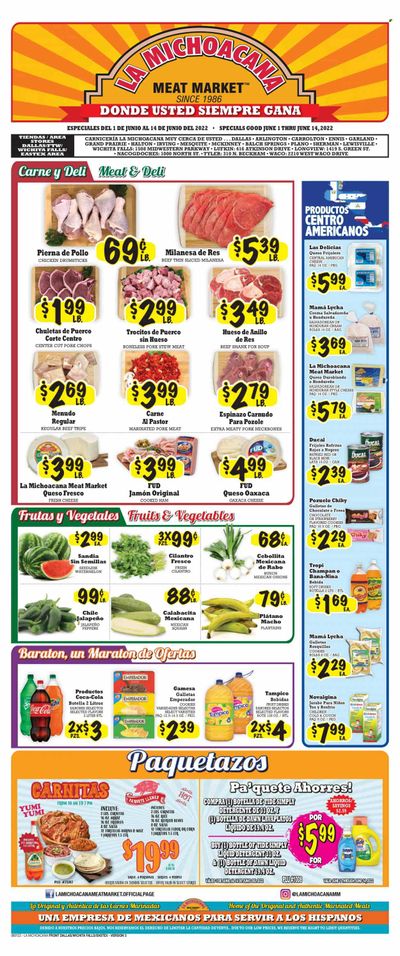 La Michoacana Meat Market (TX) Weekly Ad Flyer June 1 to June 8
