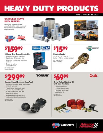 Carquest Weekly Ad Flyer Specials June 1 to August 31, 2022
