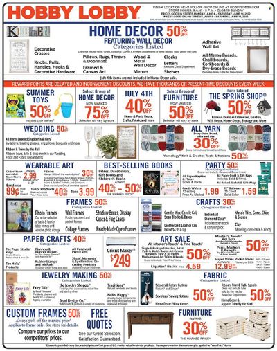 Hobby Lobby Weekly Ad Flyer June 5 to June 12