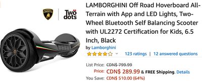 Amazon Canada HOT Deals: Save 64% on Lamborghini Off Road Hoverboard