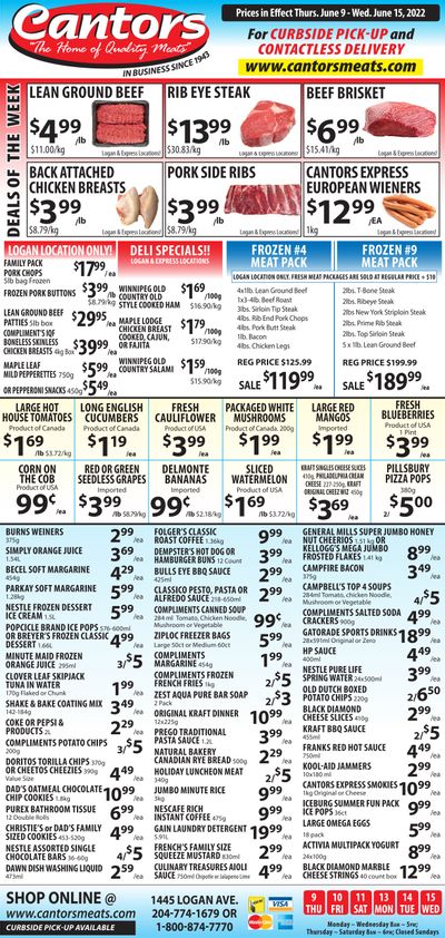 Cantor's Meats Flyer June 9 to 15