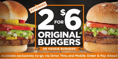 Harvey’s Canada Promotion: 2 Original or Veggie Burgers for $6