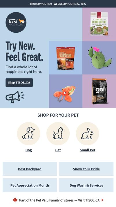 Tisol Pet Nutrition & Supply Stores Flyer June 9 to 22