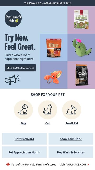 Paulmac's Pets Flyer June 9 to 22