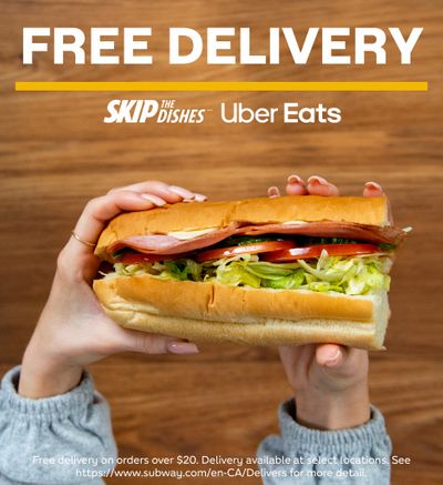 Subway Canada Free Delivery with SkipTheDishes & Uber Eats