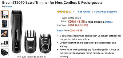 Amazon Canada Deals: Save 28% on Braun Beard Trimmer for Men + 30% on Instant Pot Programmable Pressure Cooker, Slow Cooker + More Deals