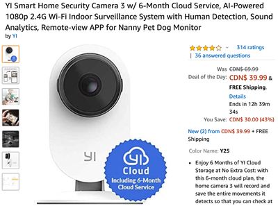 Amazon Canada Deals: Save 43% on YI Smart Home Security Camera + 43% on Perky-Pet Copper Panorama Bird Feeder + More Deals