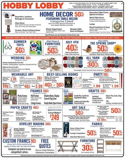 Hobby Lobby Weekly Ad Flyer June 20 to June 27