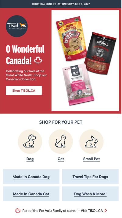 Tisol Pet Nutrition & Supply Stores Flyer June 23 to July 6