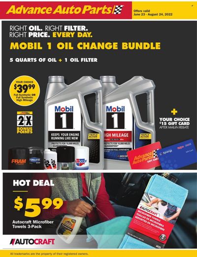 Advance Auto Parts Weekly Ad Flyer Specials June 23 to August 24, 2022