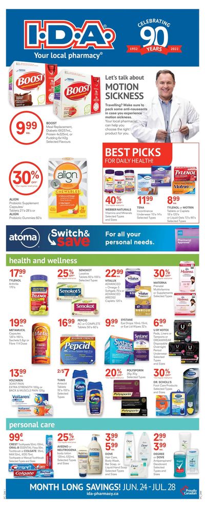 I.D.A. Monthly Pharmacy Flyer June 24 to July 28