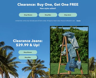 American Eagle & Aerie Canada Clearance Sale: Buy One, Get One FREE + More Offers